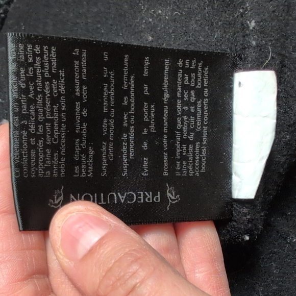 $450 Mackage Women's black Gray Wool Trench Coat With Knit Collar Trim Size S - Picture 15 of 16